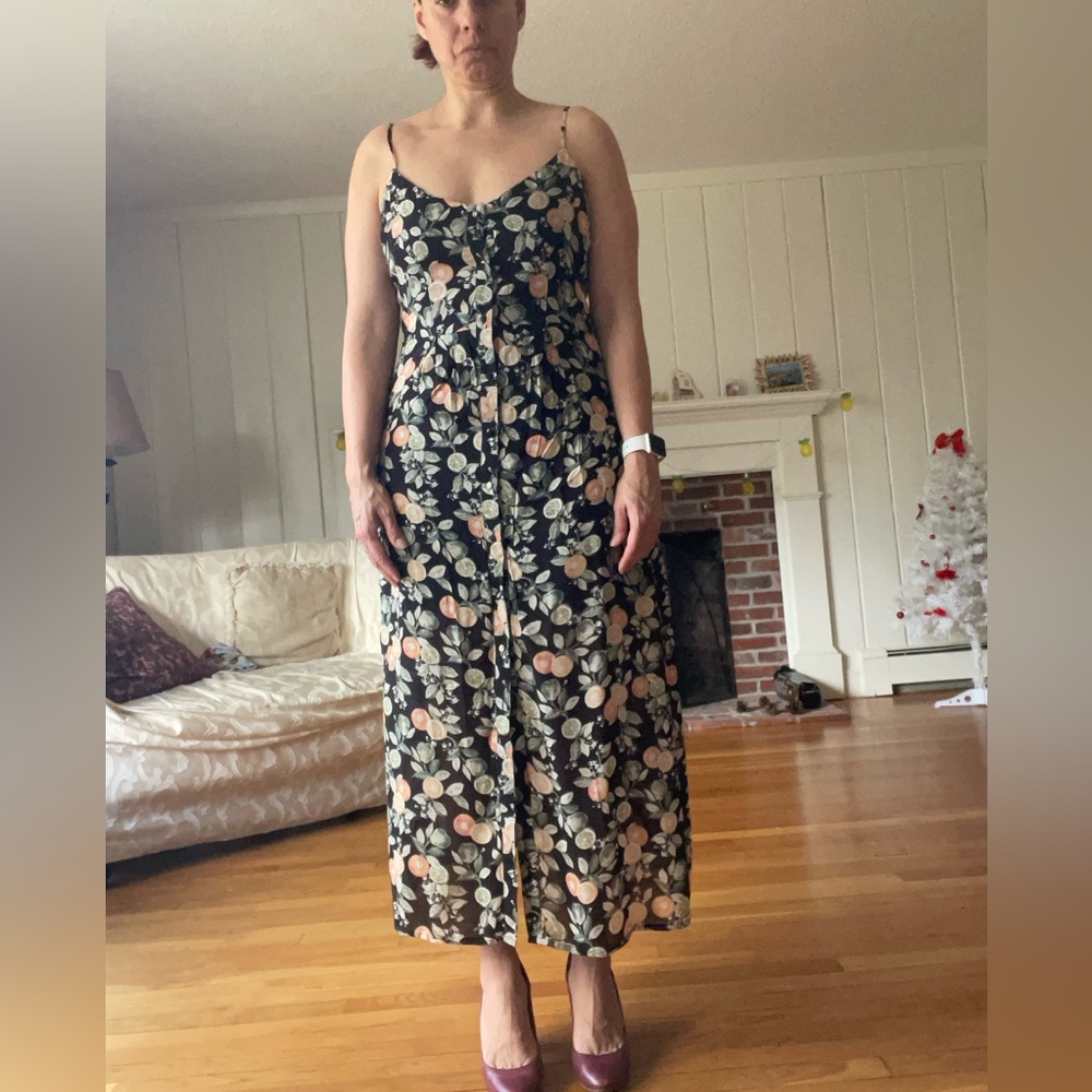 MinkPink Valencia Midi Dress (Orange and Lemon Print)